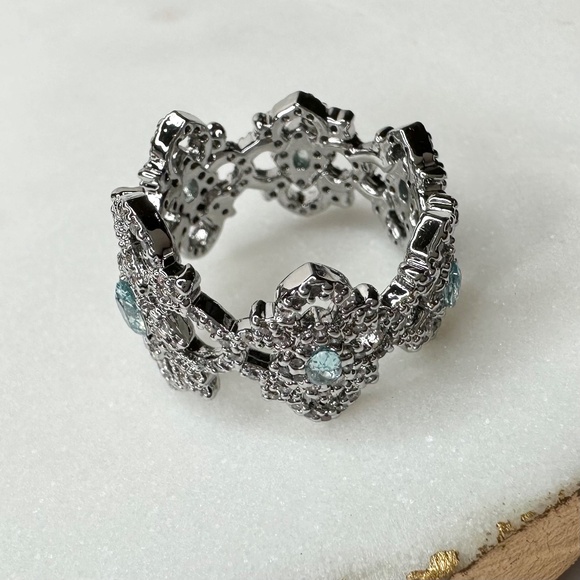 Bomb Party Reign Princess A Blooming Queen RBP7672 Aqua Cubic Zirconia Ring NWT - Picture 8 of 9